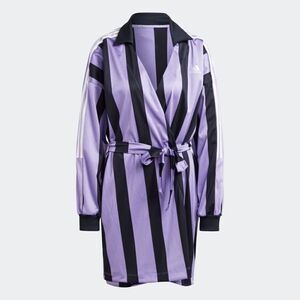Adidas Purple Stripe Long Sleeve Jacquard Jersey Wrap Dress Size S NWT